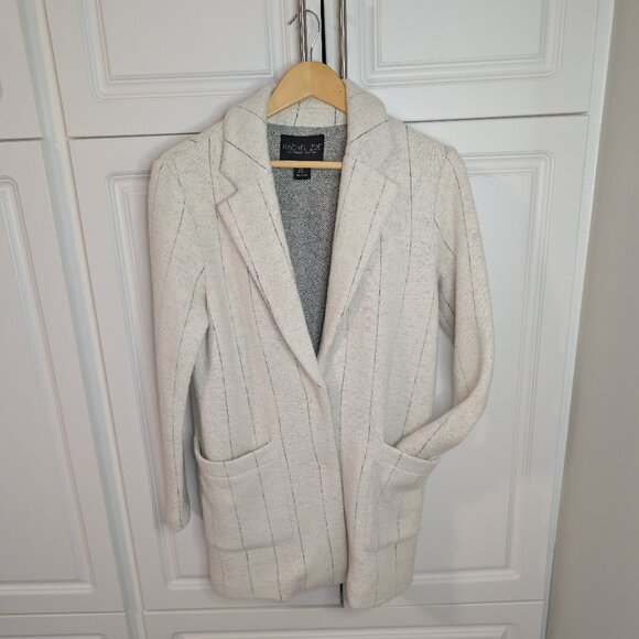 Rachel Zoe Oversized Ivory Pinstripe Wool-Blend Blazer Coat - XS, Open Front - Picture 1 of 12